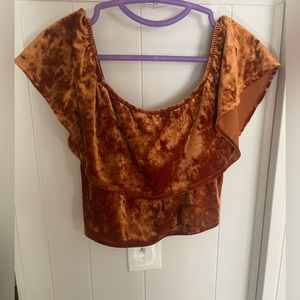 Velvet Crop Top. Rusty orange color. Vintage vibe. Boho.